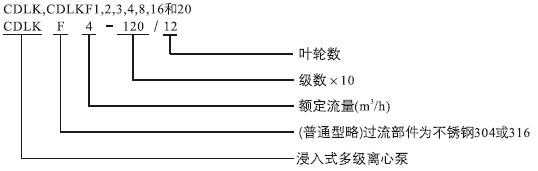 CDLK，CDLKF浸入式多級離心泵型號定義